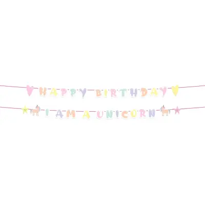 Bokstavsgirlang Happy Birthday Unicorns&Rainbows