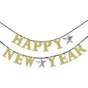 Bokstavsgirlang Happy New Year Silver/Guld