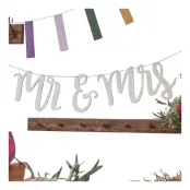 Bokstavsgirlang i Trä Mr & Mrs