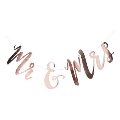 Bokstavsgirlang Mr & Mrs Roséguld