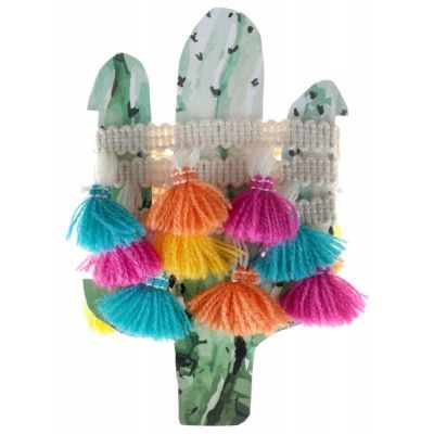 Färgglad mini tofs-girlang av garn