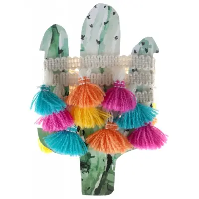 Färgglad mini tofs-girlang av garn