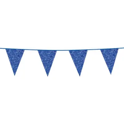 Vimpelgirlang Blå Glitter