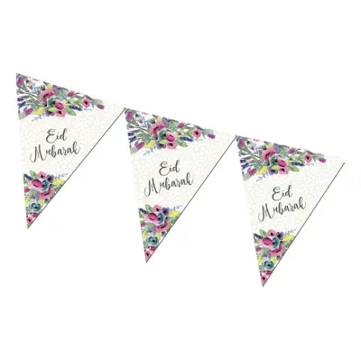 Vimpelgirlang Blommor Eid Mubarak