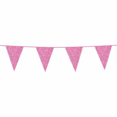 Flaggirlang Glitter Rosa