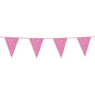 Flaggirlang Glitter Rosa