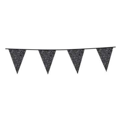 Vimpelgirlang Svart Glitter