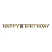 Girlang 18 Happy Birthday Guld Glitter