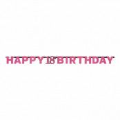 Girlang 18 Happy Birthday Svart/Rosa Glitter