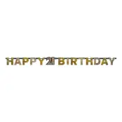 Girlang 21 Happy Birthday Guld Glitter