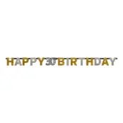 Girlang 30 Happy Birthday Silver/Guld Glitter