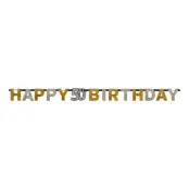 Girlang 50 Happy Birthday Silver/Guld Glitter