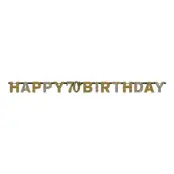 Girlang 70 Happy Birthday Silver/Guld Glitter