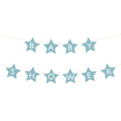 Girlang Baby Shower Stjärnor Blå