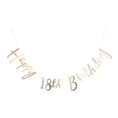 Girlang Happy 18th Birthday Guld Metallic