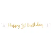 Girlang Happy 1st Birthday Rosa/Guld