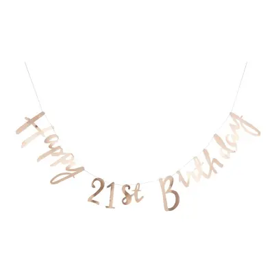 Girlang Happy 21th Birthday Guld Metallic