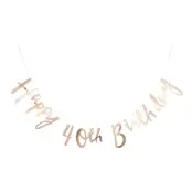 Girlang Happy 40th Birthday Guld Metallic