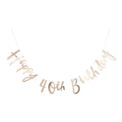 Girlang Happy 40th Birthday Guld Metallic