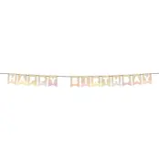 Girlang Happy Birthday Dreamy Pastel i Trä