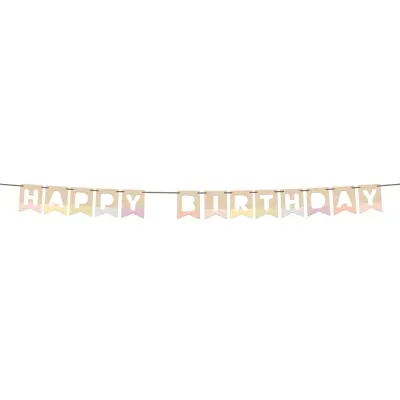 Girlang Happy Birthday Dreamy Pastel i Trä