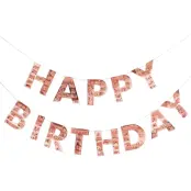 Girlang Happy Birthday Fringe Roséguld