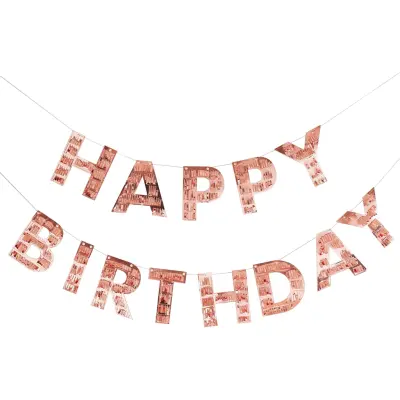 Girlang Happy Birthday Fringe Roséguld