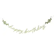 Girlang Happy Birthday Gröna Löv Botanic