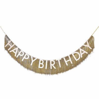 Girlang Happy Birthday Guld Fringe