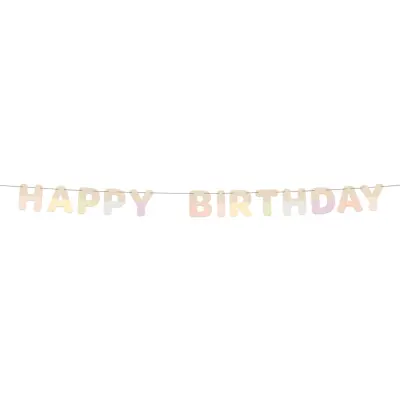 Girlang Happy Birthday i Trä Dreamy Pastel