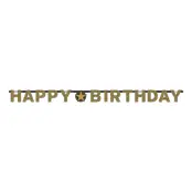 Girlang Happy Birthday Silver/Guld Glitter