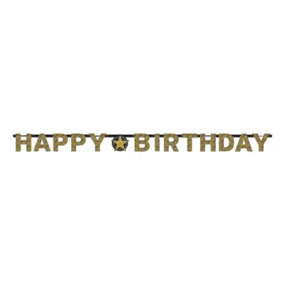 Girlang Happy Birthday Silver/Guld Glitter