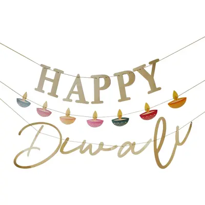 Girlang Happy Diwali Guld