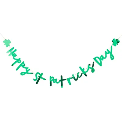 Girlang Happy St Patricks Day Grön Metallic