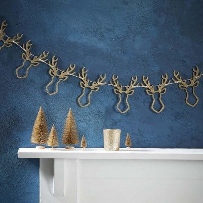 Girlang i Trä Guld Glitter