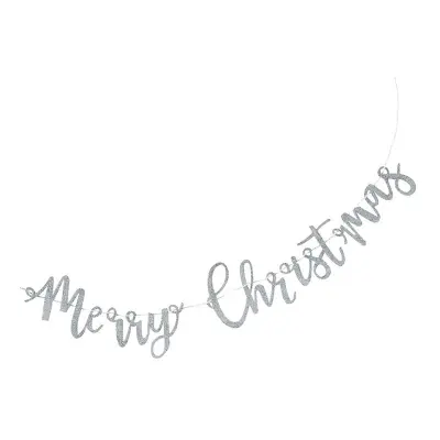 Girlang Merry Christmas Silver Glitter