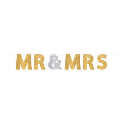 Girlang Mr & Mrs Guld/Silver Glitter