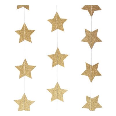 Girlang Stjärnor Guldglitter Hängande