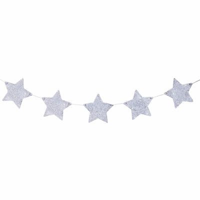 Girlang Stora Glitterstjärnor Silver