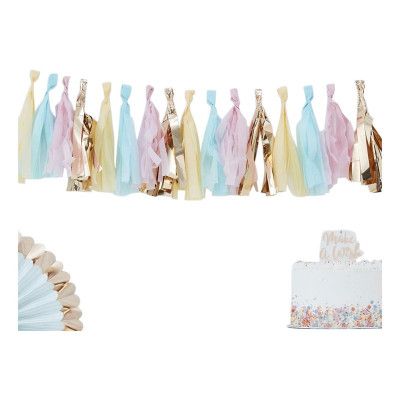 Girlang Tofsar Pastell/Guld Metallic