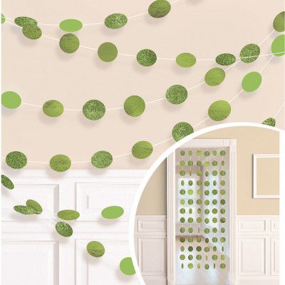 Girlanger Cirklar Limegrön Glitter - 6-pack