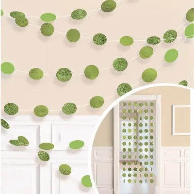 Girlanger Cirklar Limegrön Glitter - 6-pack