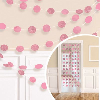 Girlanger Cirklar Ljusrosa Glitter - 6-pack