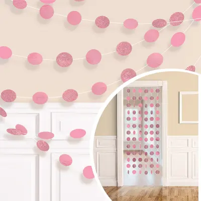 Girlanger Cirklar Ljusrosa Glitter - 6-pack