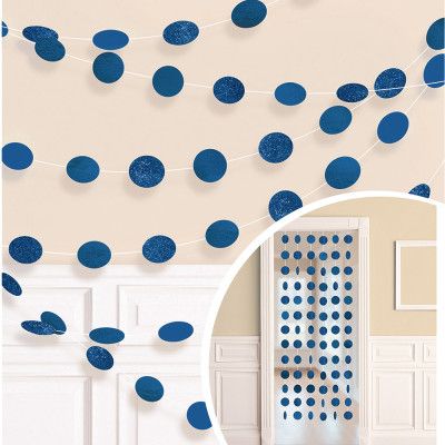 Girlanger Cirklar Mörkblå Glitter - 6-pack