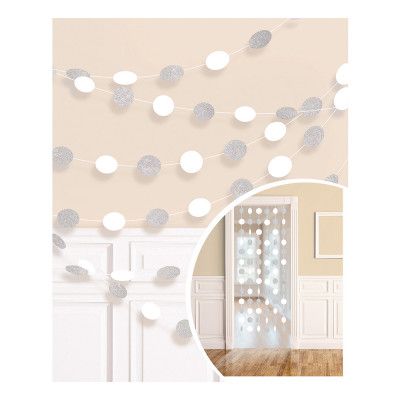 Girlanger Cirklar Vit Glitter - 6-pack