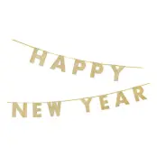 Glittergirlang Happy New Year Guld