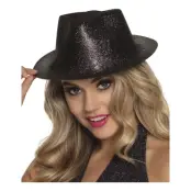 Gnistrande Svart Hatt - One size