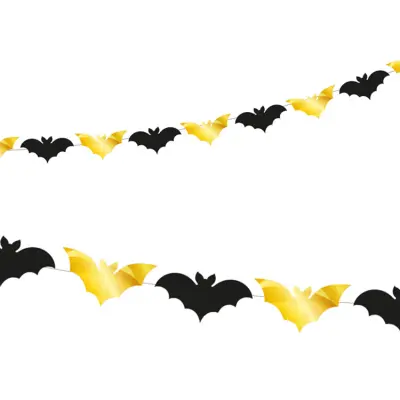 Halloween Girlang Fladdermöss Guld&Svart 2,5m