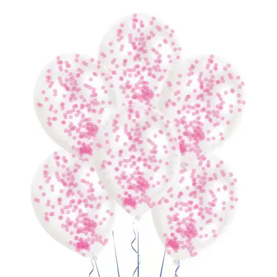 Konfettiballonger Ljusrosa - 6-pack